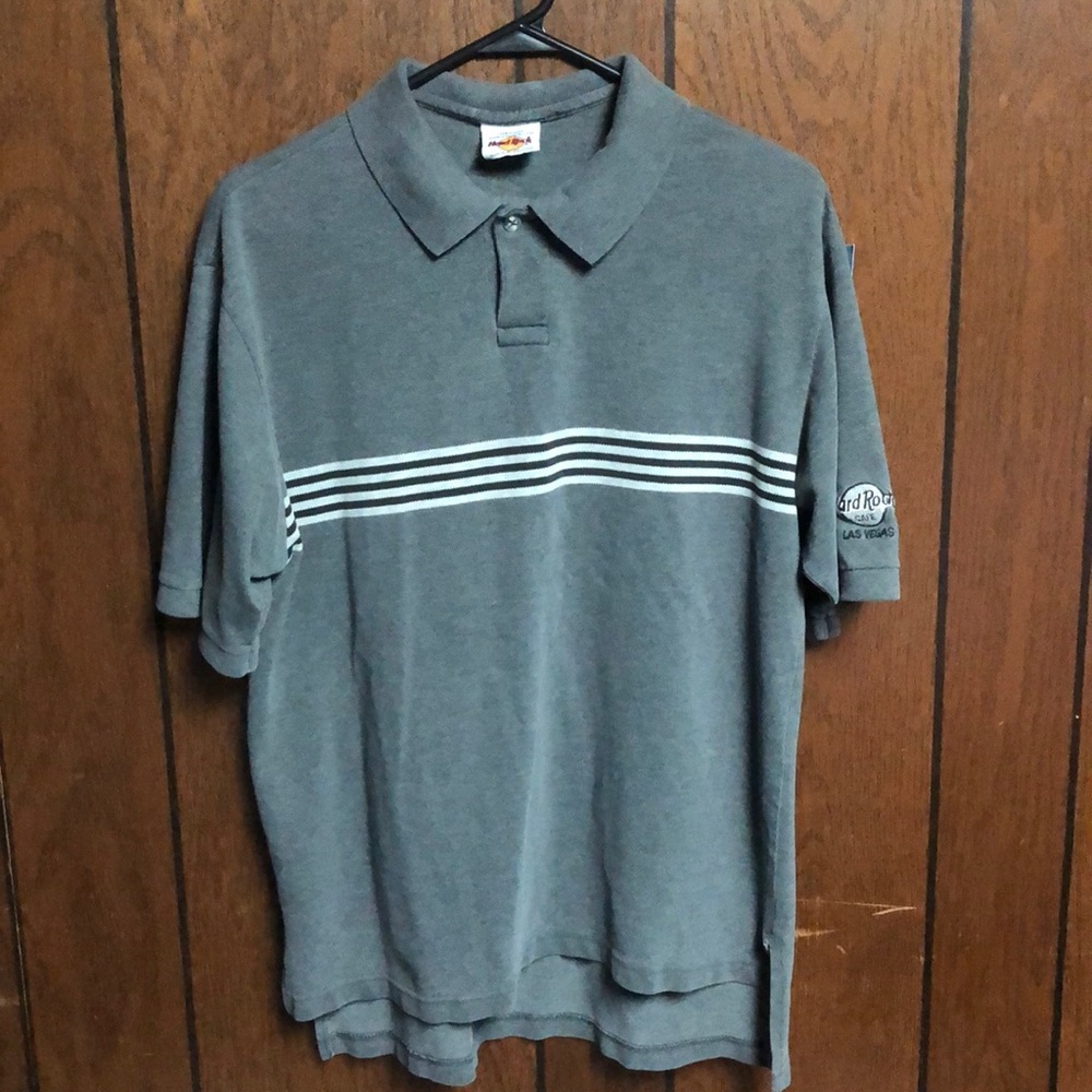 Hard Rock Cafe Gray Polo Shirt Mens Medium